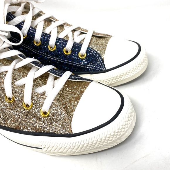Converse Chuck Taylor High Blue Yellow Glitter Men’s Sneakers Custom 173144C-YBU - Picture 6 of 11